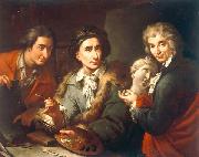 Maggiotto, Domenico Selfportrait with his two students Antonio Florian and Giuseppe Pedrini Germany oil painting artist